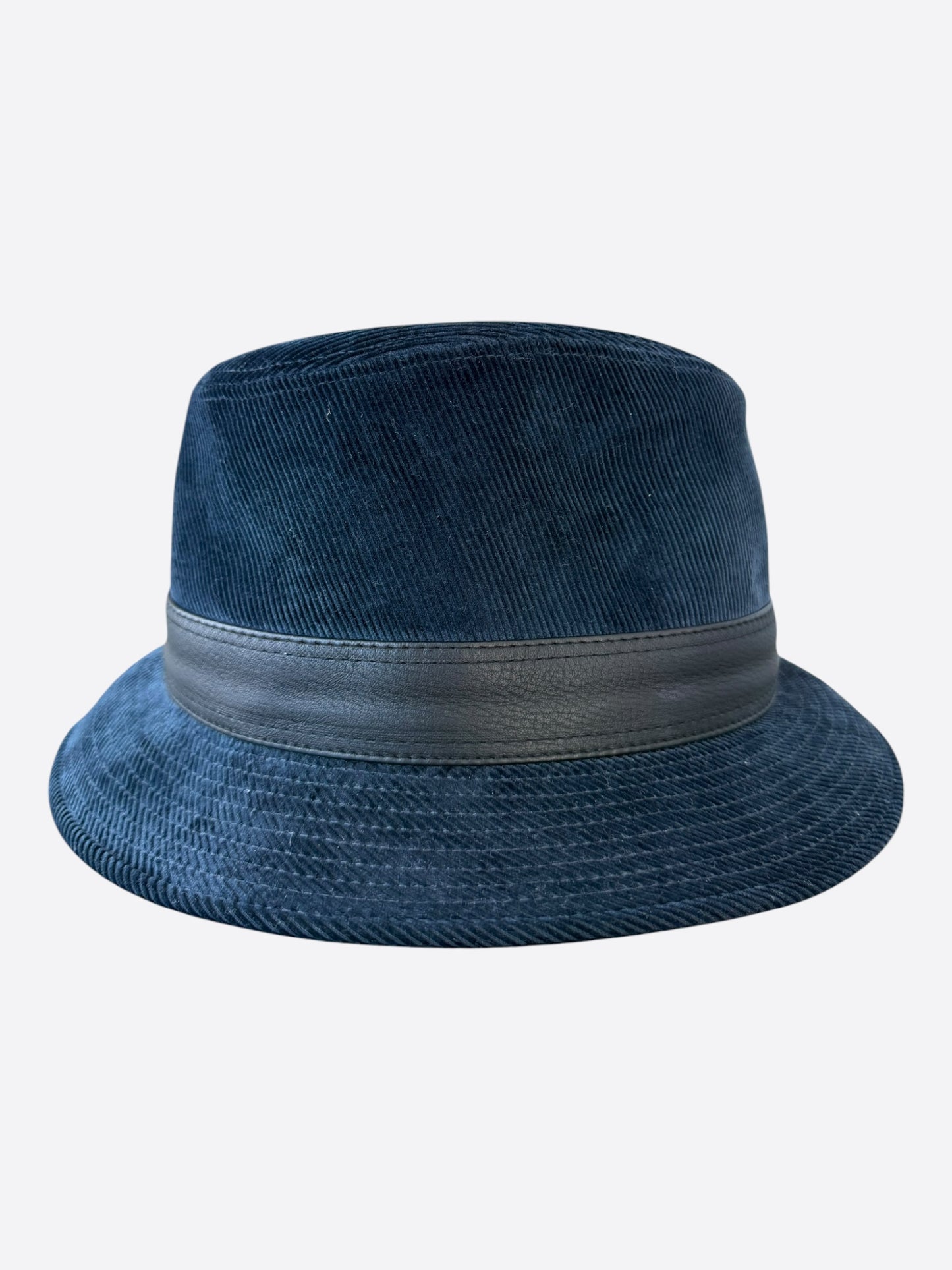 Hermes Navy & Black Corduroy Fedora