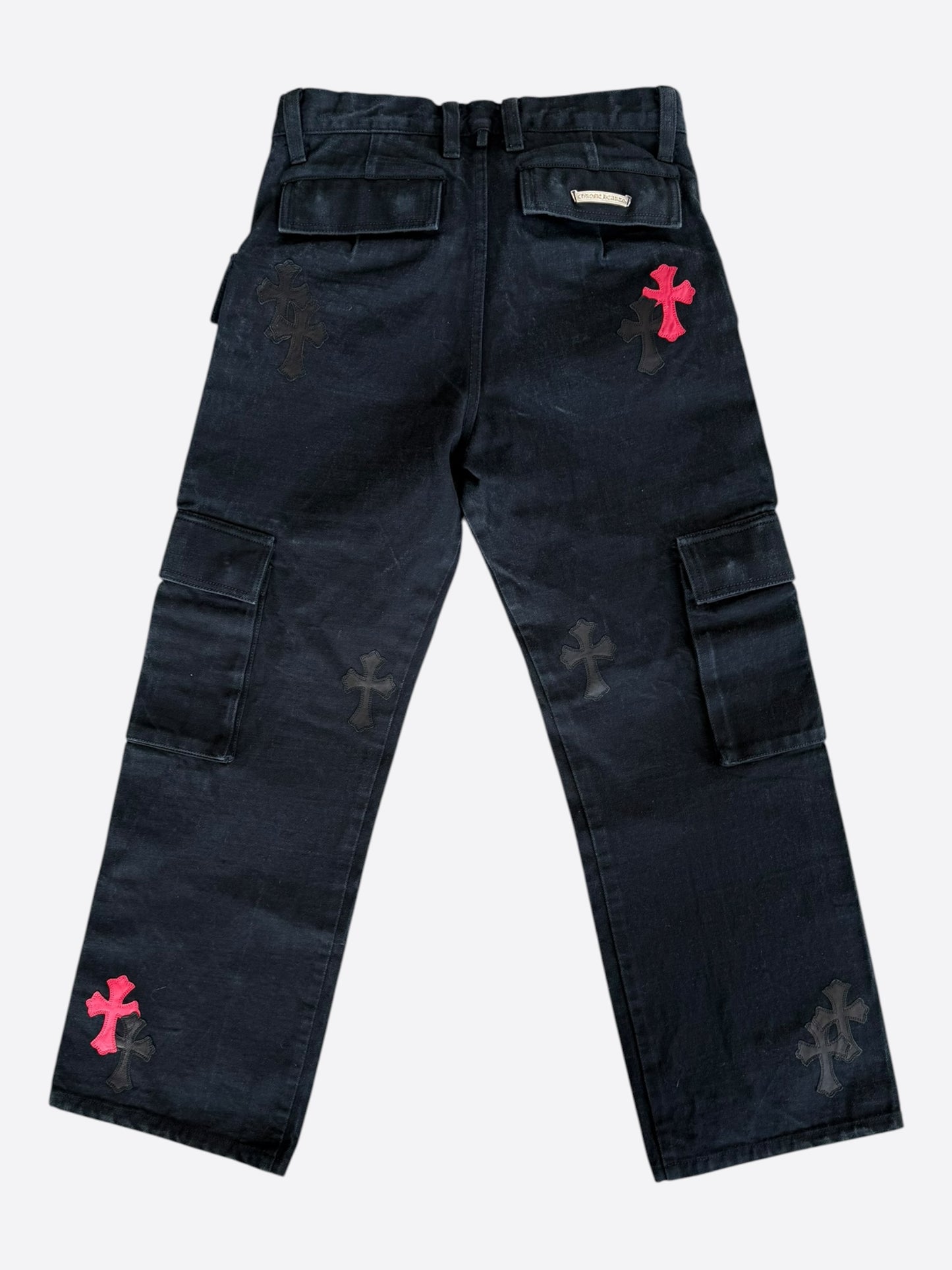 Chrome Hearts Black & Red Cross Patch Cargo Pants