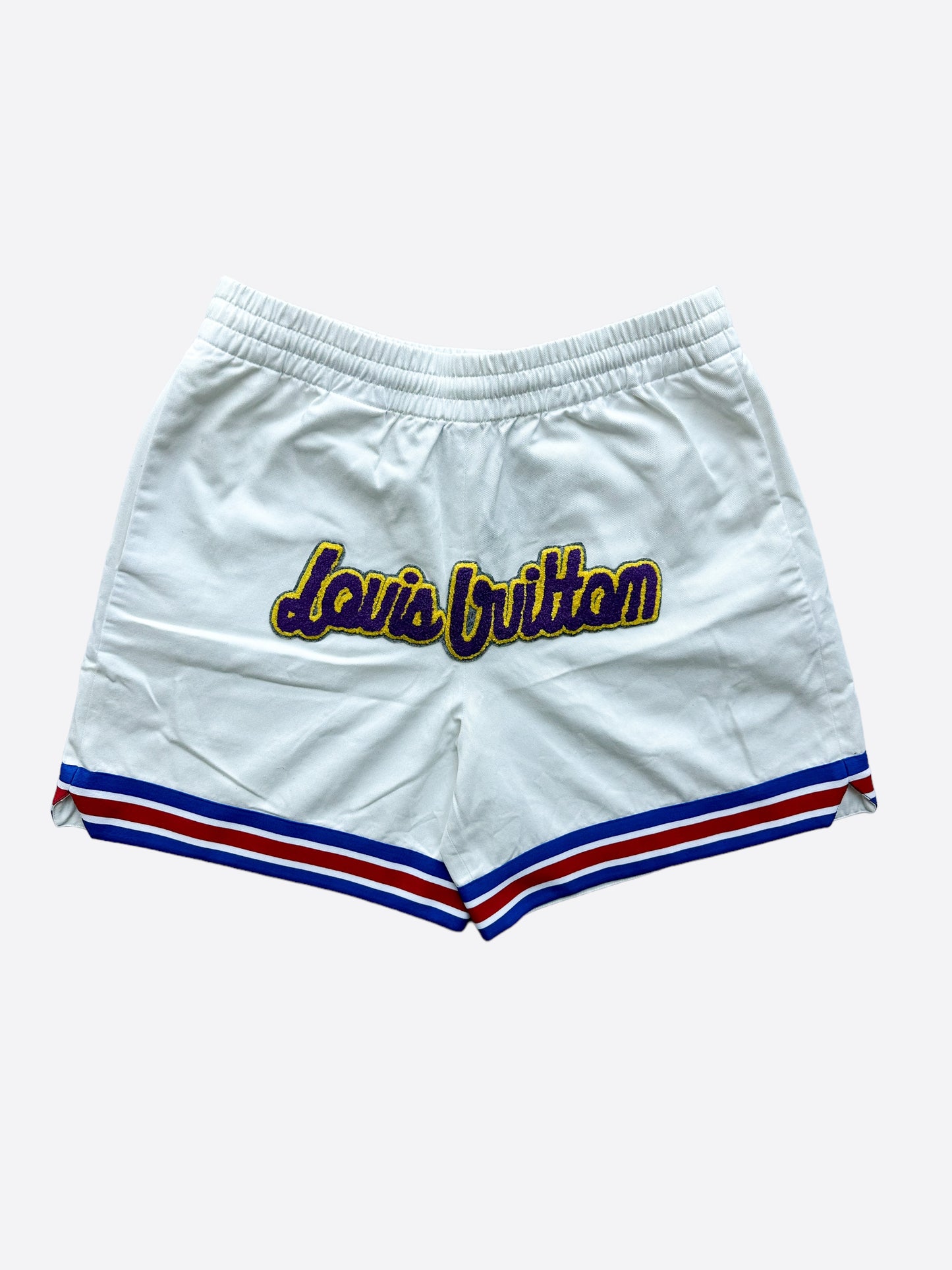 Louis Vuitton x NBA White & Multicolor-Letters Shorts