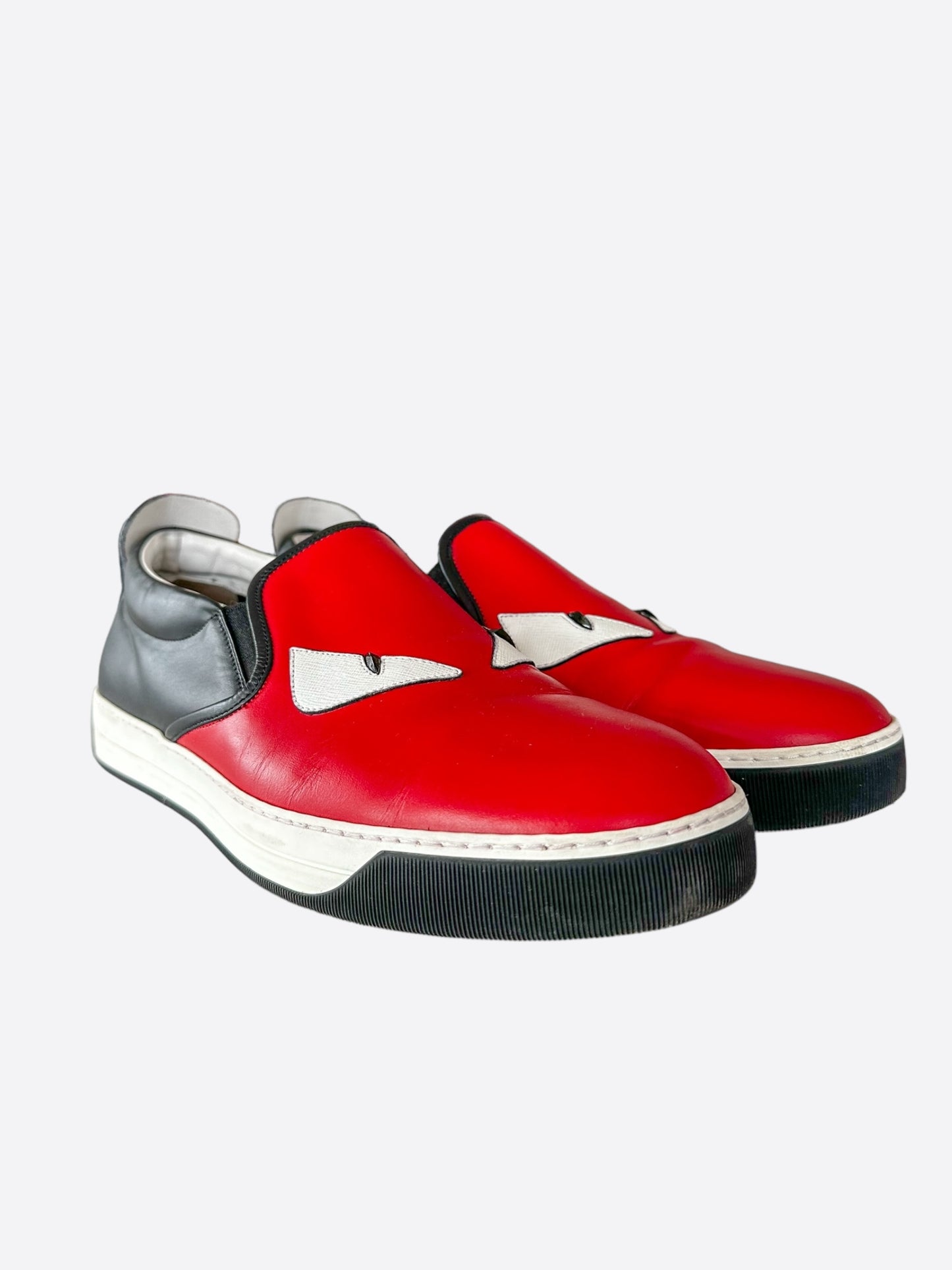 Fendi Black & Red Monster Eyes Slip On Sneakers