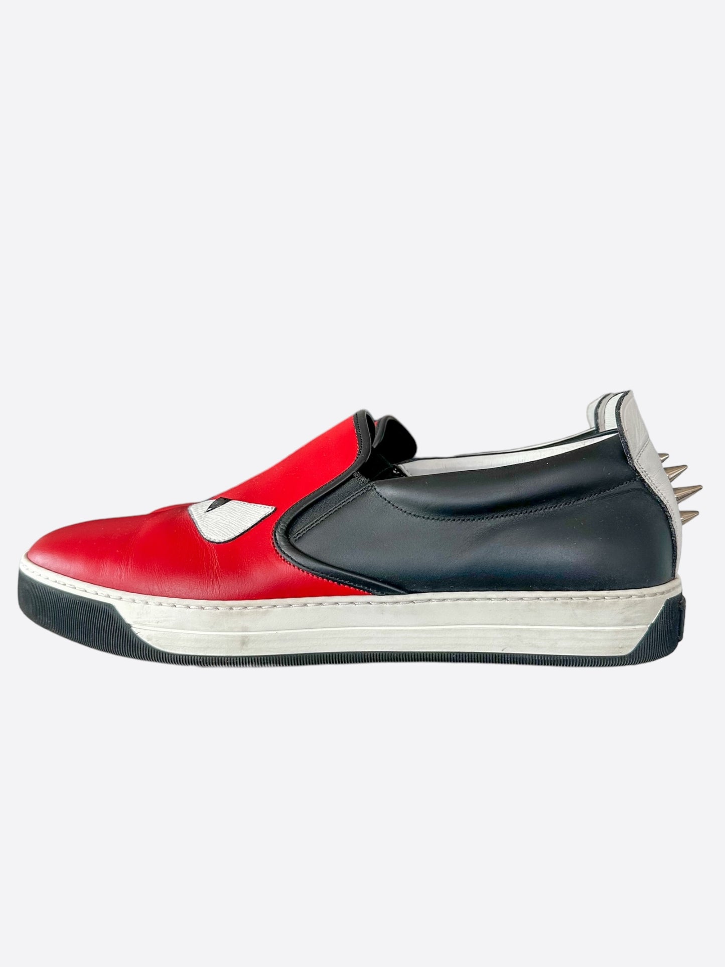 Fendi Black & Red Monster Eyes Slip On Sneakers