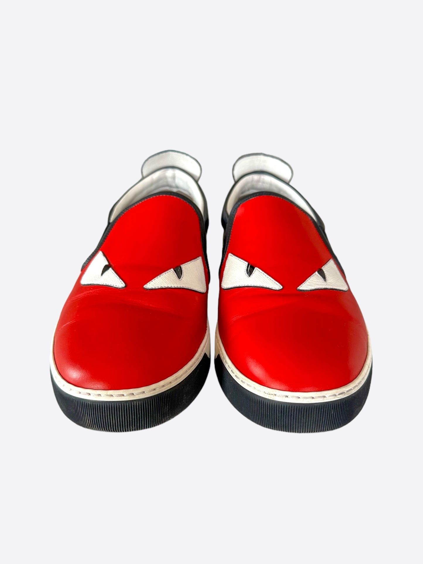 Fendi Black & Red Monster Eyes Slip On Sneakers