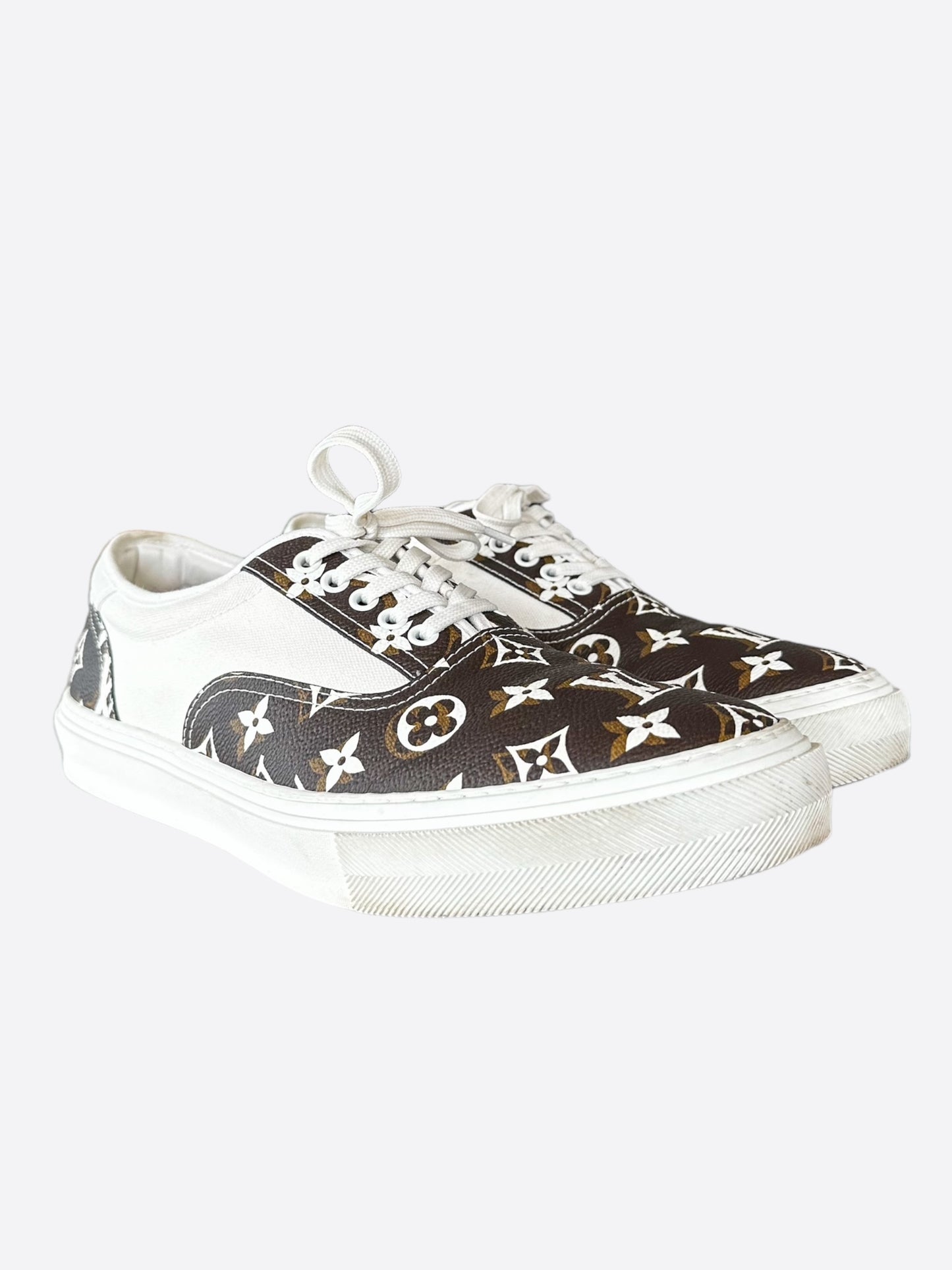 Louis Vuitton Brown & White Monogram Trocadero Sneakers