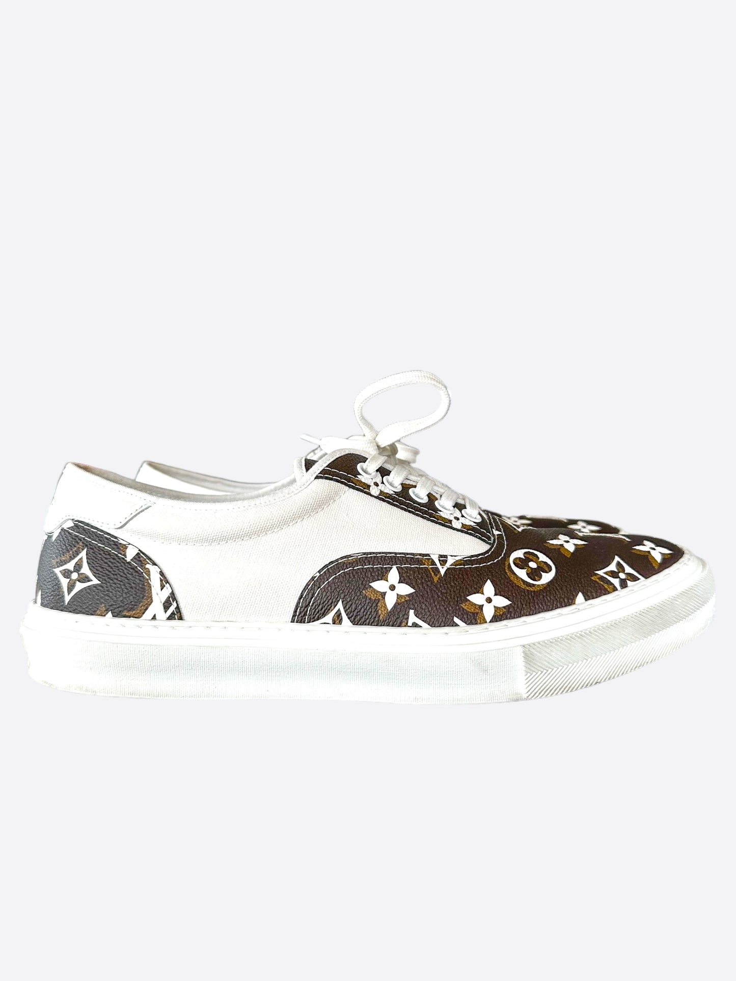 Louis Vuitton Brown & White Monogram Trocadero Sneakers