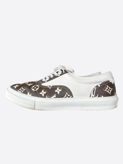 Louis Vuitton Brown & White Monogram Trocadero Sneakers