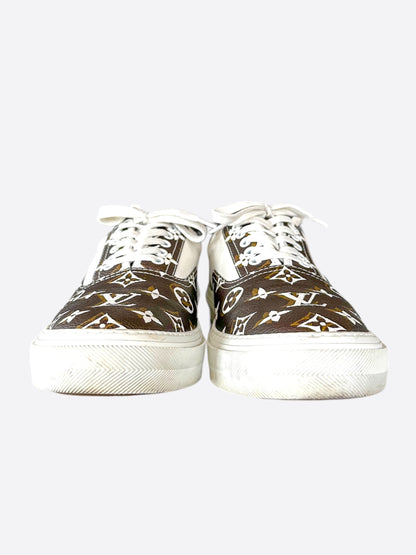 Louis Vuitton Brown & White Monogram Trocadero Sneakers