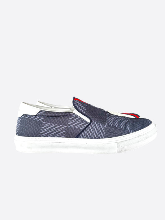 Louis Vuitton Navy Damier America's Cup Slip On Sneakers