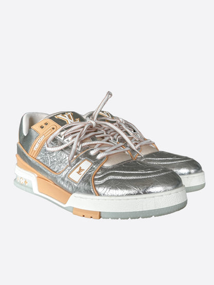 Louis Vuitton Silver & Tan Monogram Trainers