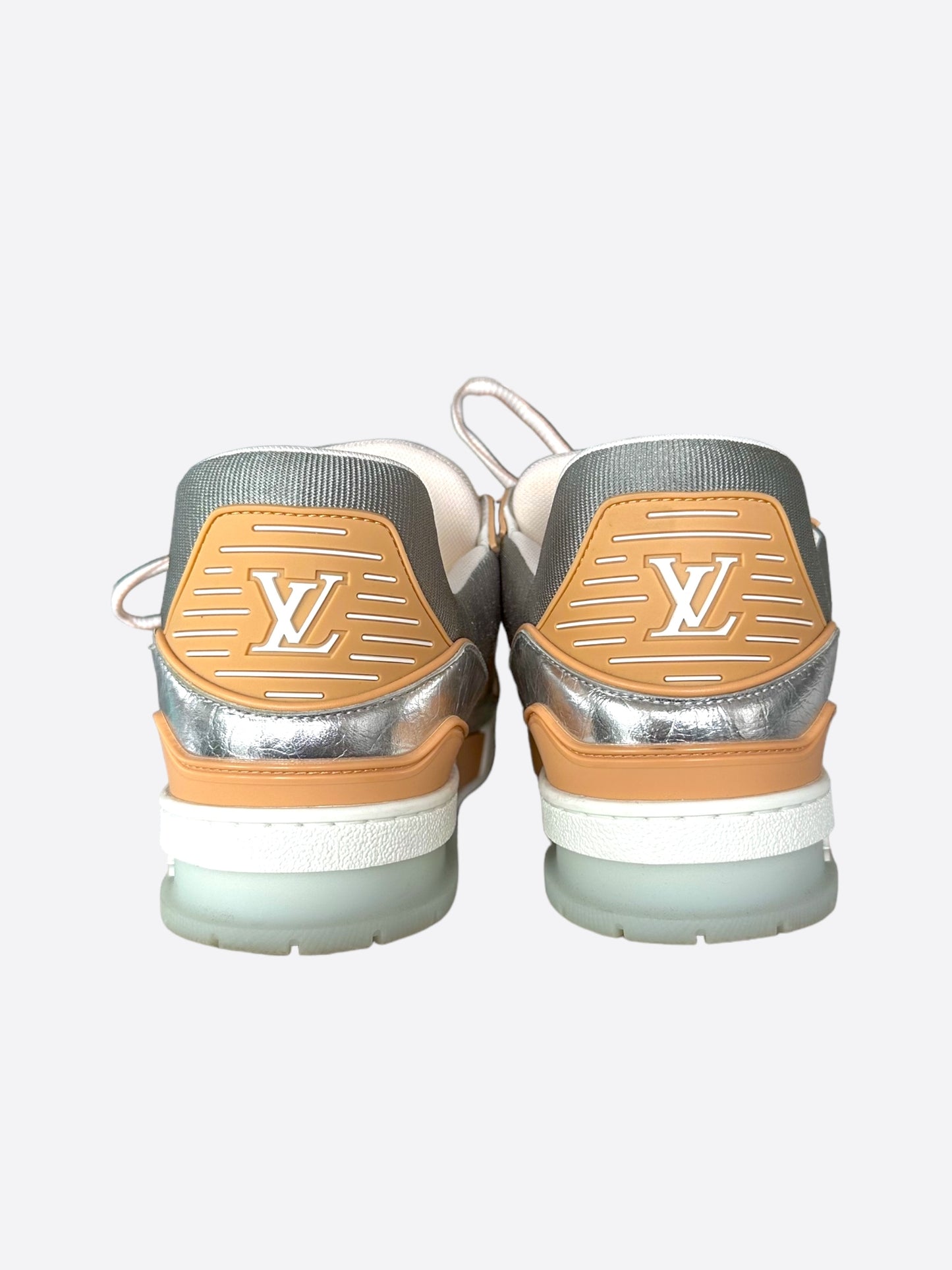 Louis Vuitton Silver & Tan Monogram Trainers