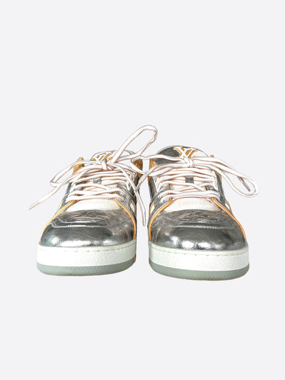 Louis Vuitton Silver & Tan Monogram Trainers