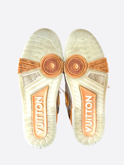 Louis Vuitton Silver & Tan Monogram Trainers