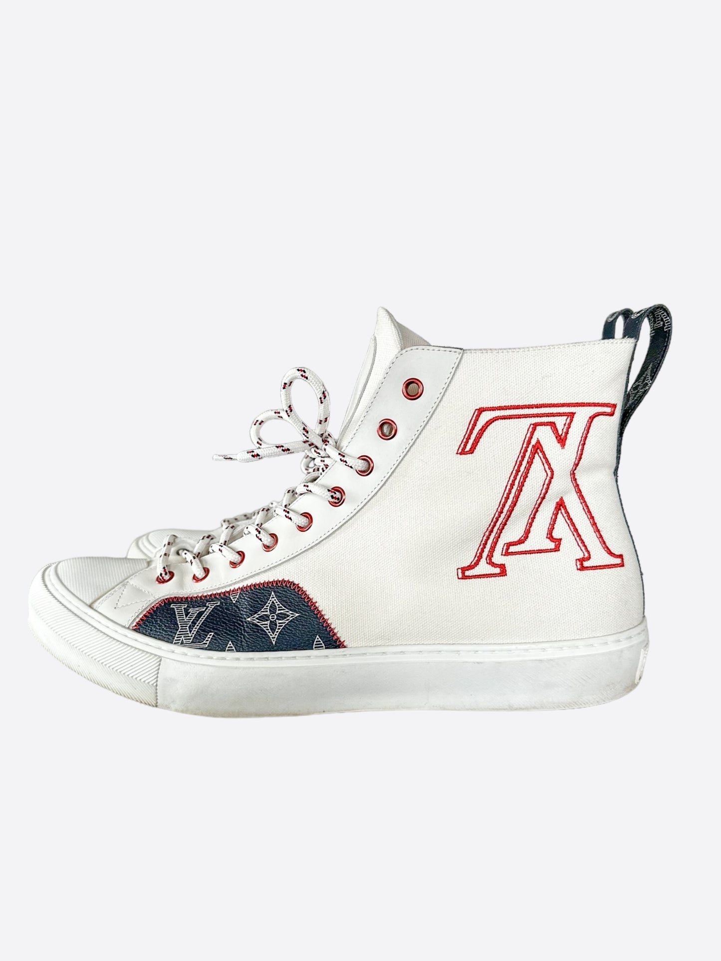 Louis Vuitton White Upside Down Logo Tattoo Sneakers