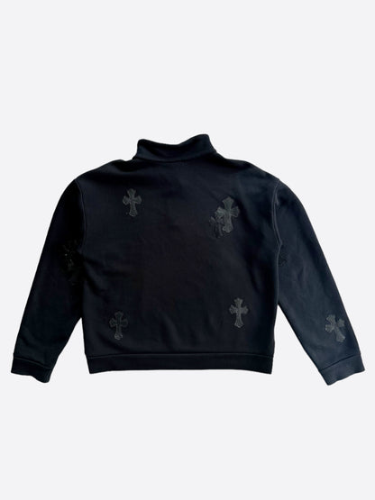 Chrome Hearts Black Cross Patch Cropped Quarter-Zip Sweater