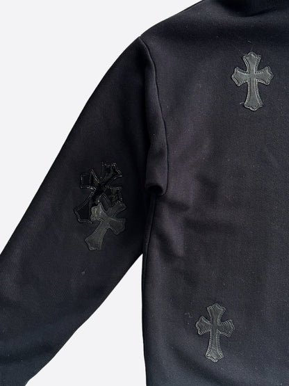 Chrome Hearts Black Cross Patch Cropped Quarter-Zip Sweater