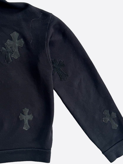 Chrome Hearts Black Cross Patch Cropped Quarter-Zip Sweater