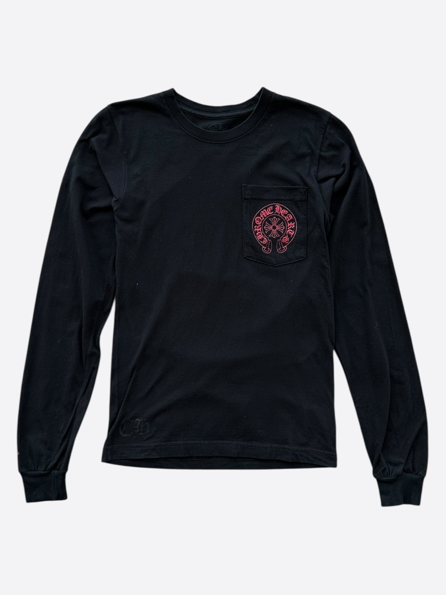 Chrome Hearts Black & Red Staff Horseshoe Logo Longsleeve T-Shirt