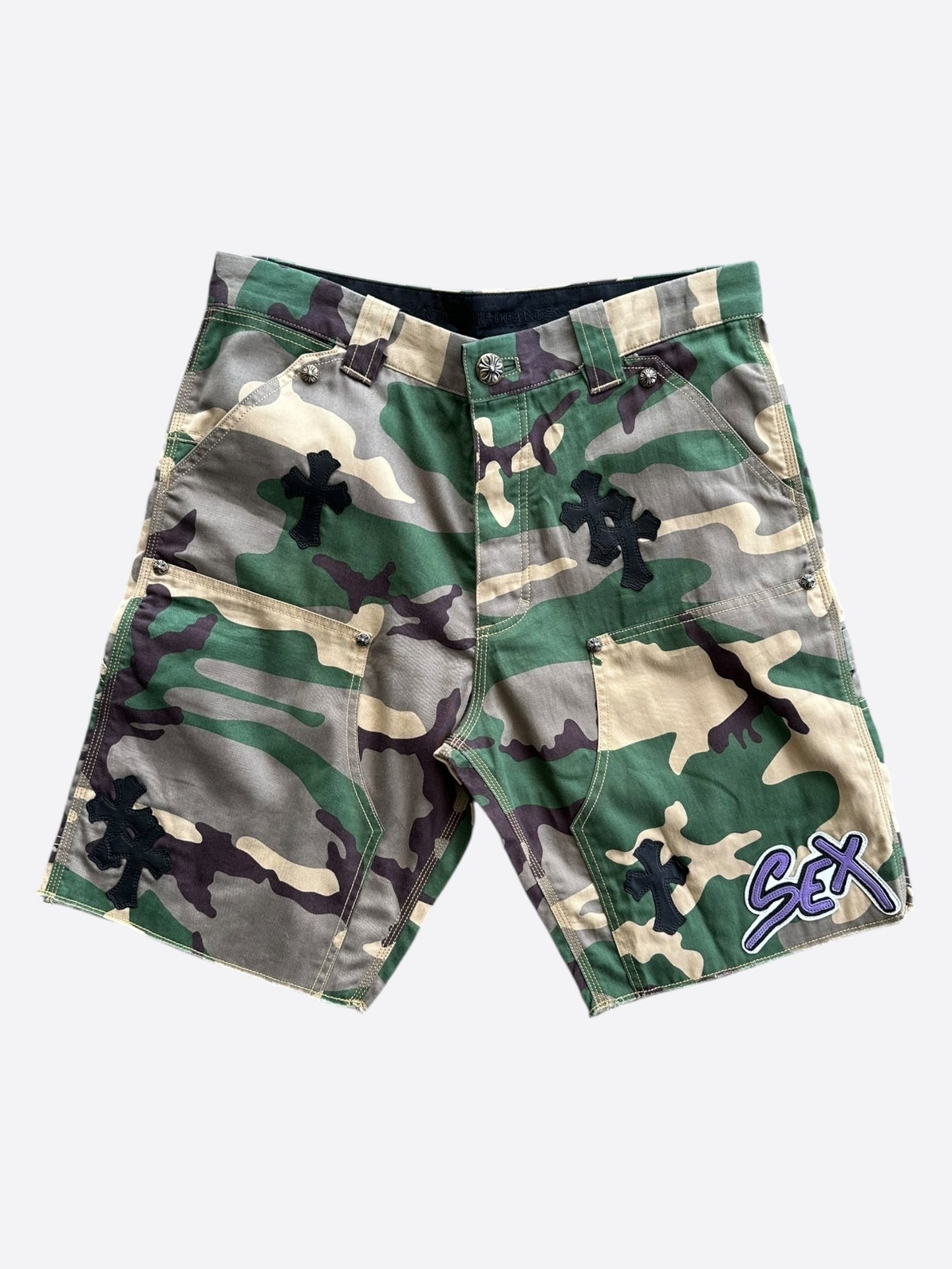 Chrome Hearts Camouflage Sex Records Cross Patch Carpenter Shorts