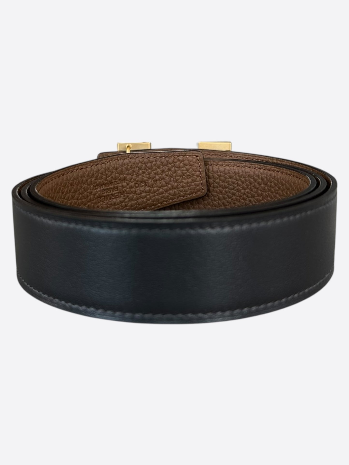 Hermès Black & Gold Constance Reversible Belt