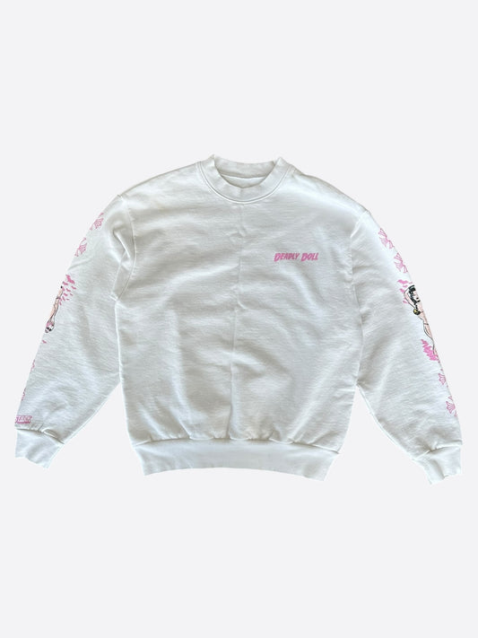 Chrome Hearts White & Pink Deadly Doll Sweater