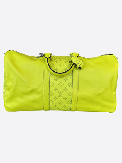 Louis Vuitton Yellow Taigarama Monogram Keepall 50