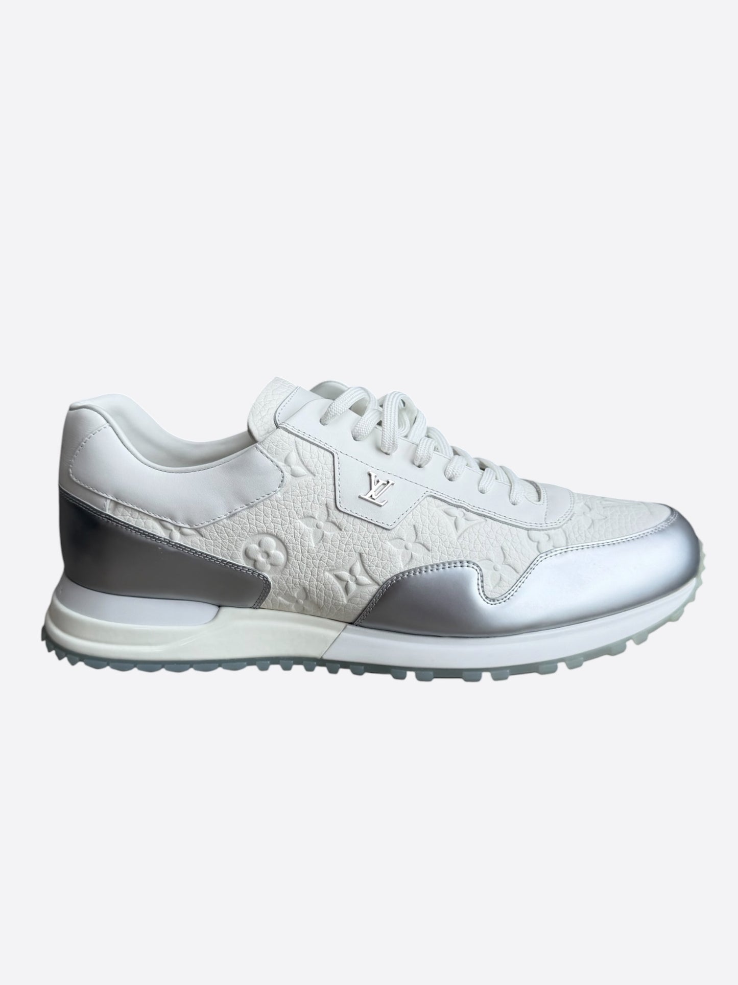 Louis Vuitton White & Silver Monogram Taurillon Run Away Sneakers