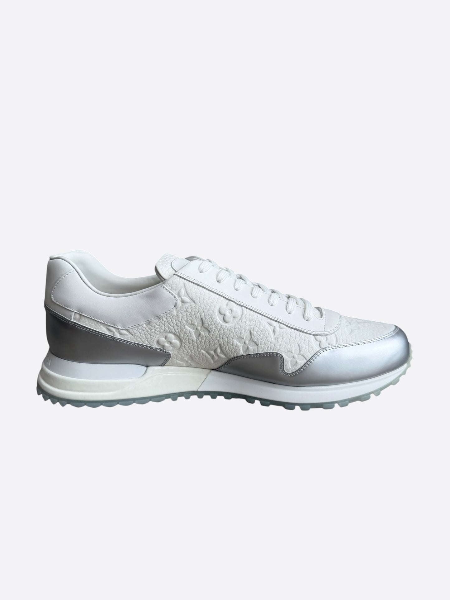 Louis Vuitton White & Silver Monogram Taurillon Run Away Sneakers