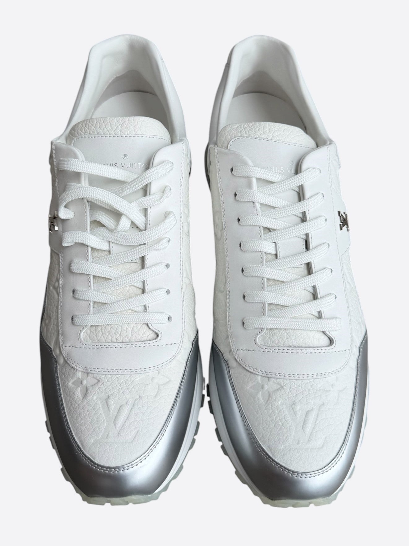 Louis Vuitton White & Silver Monogram Taurillon Run Away Sneakers