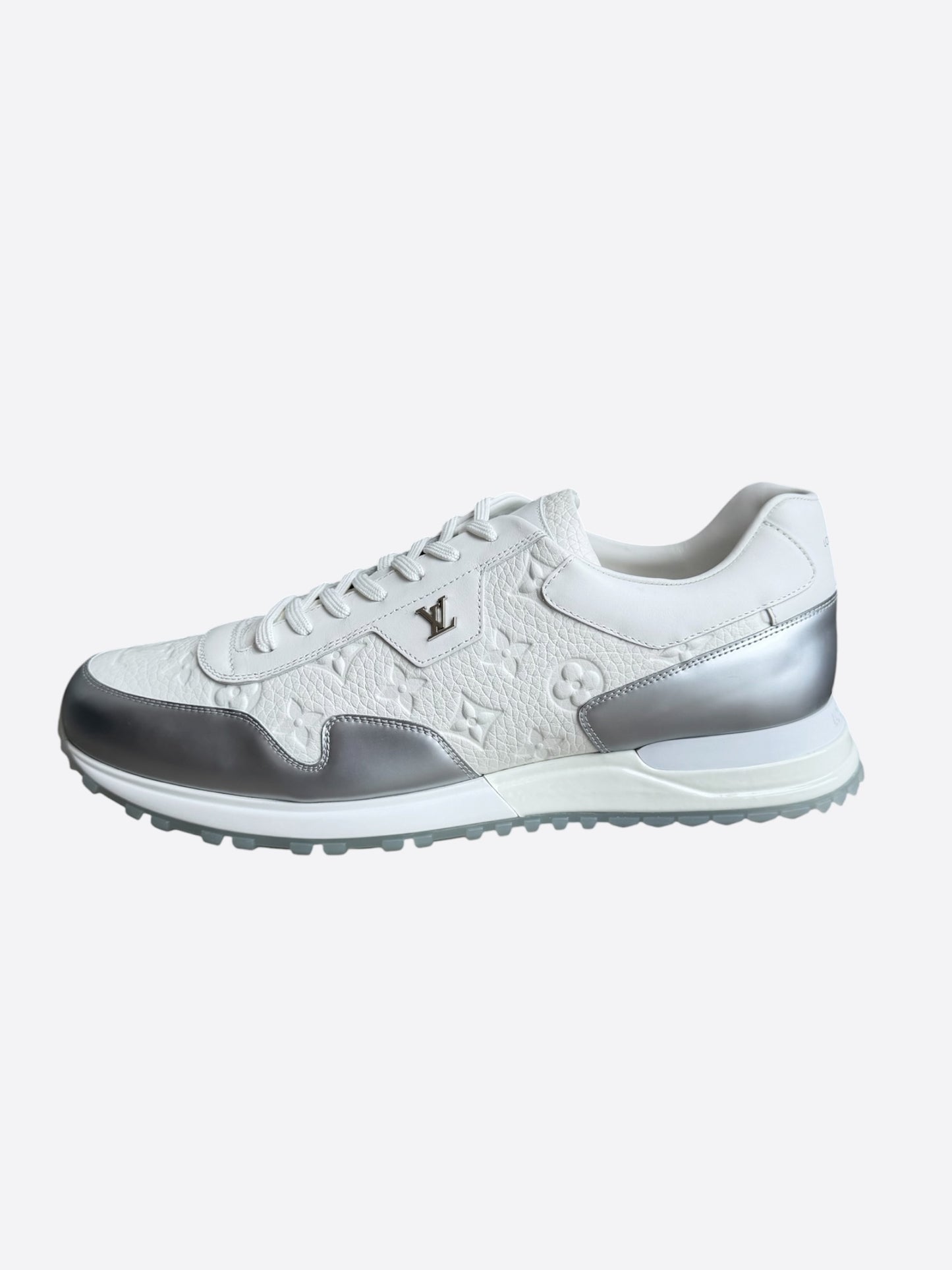 Louis Vuitton White & Silver Monogram Taurillon Run Away Sneakers