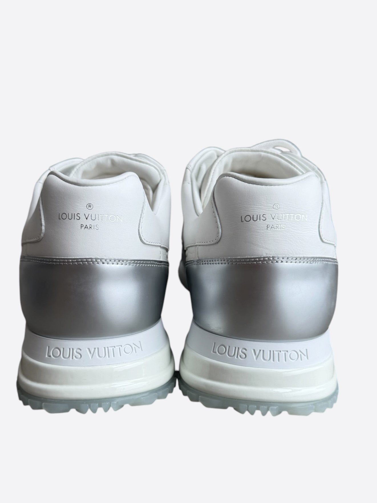 Louis Vuitton White & Silver Monogram Taurillon Run Away Sneakers