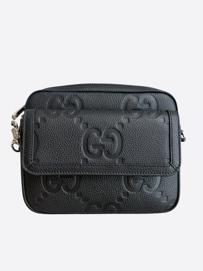 Gucci Black Embossed GG Monogram Messenger Bag