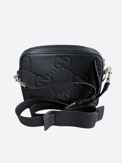 Gucci Black Embossed GG Monogram Messenger Bag