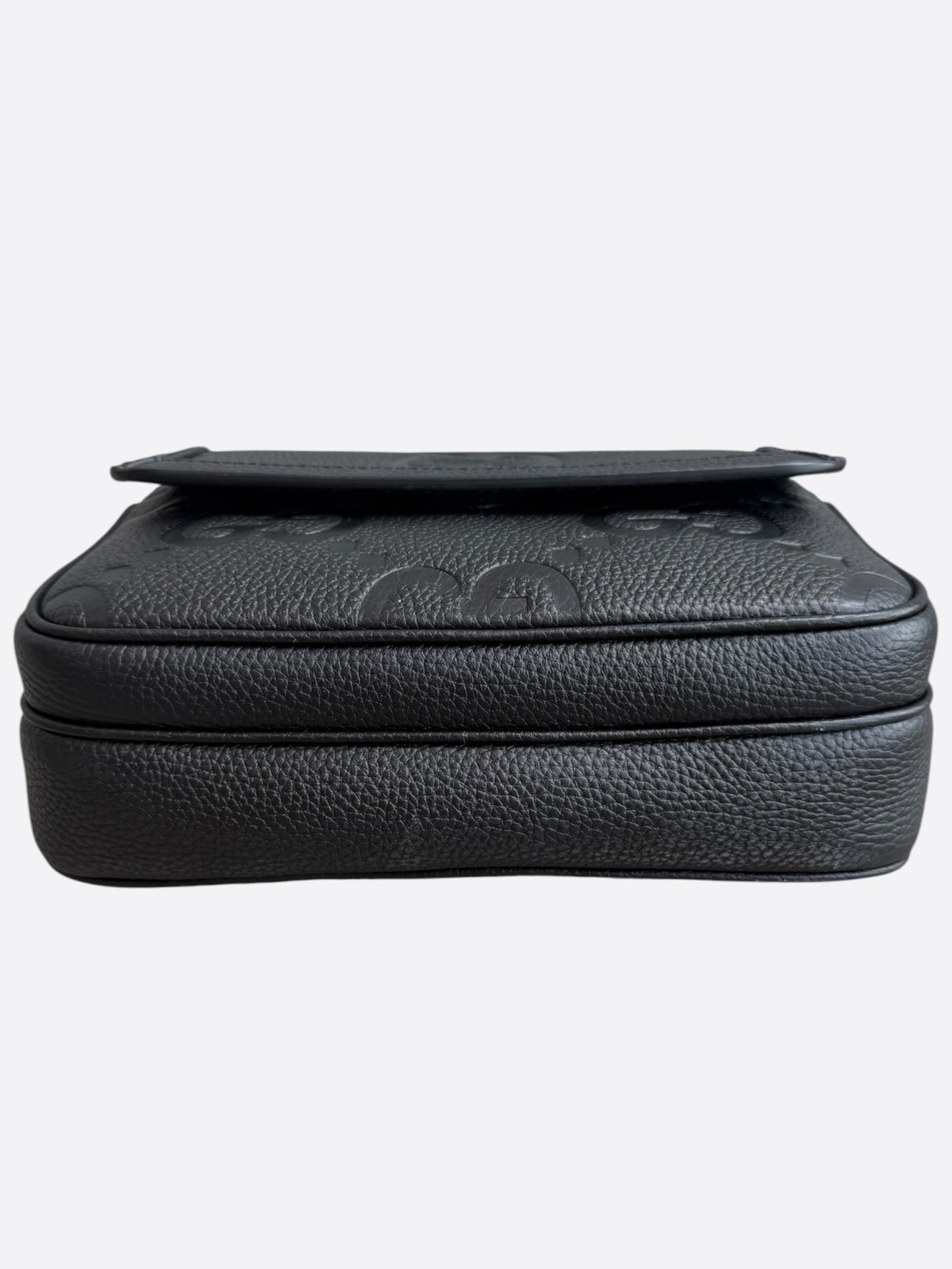 Gucci Black Embossed GG Monogram Messenger Bag