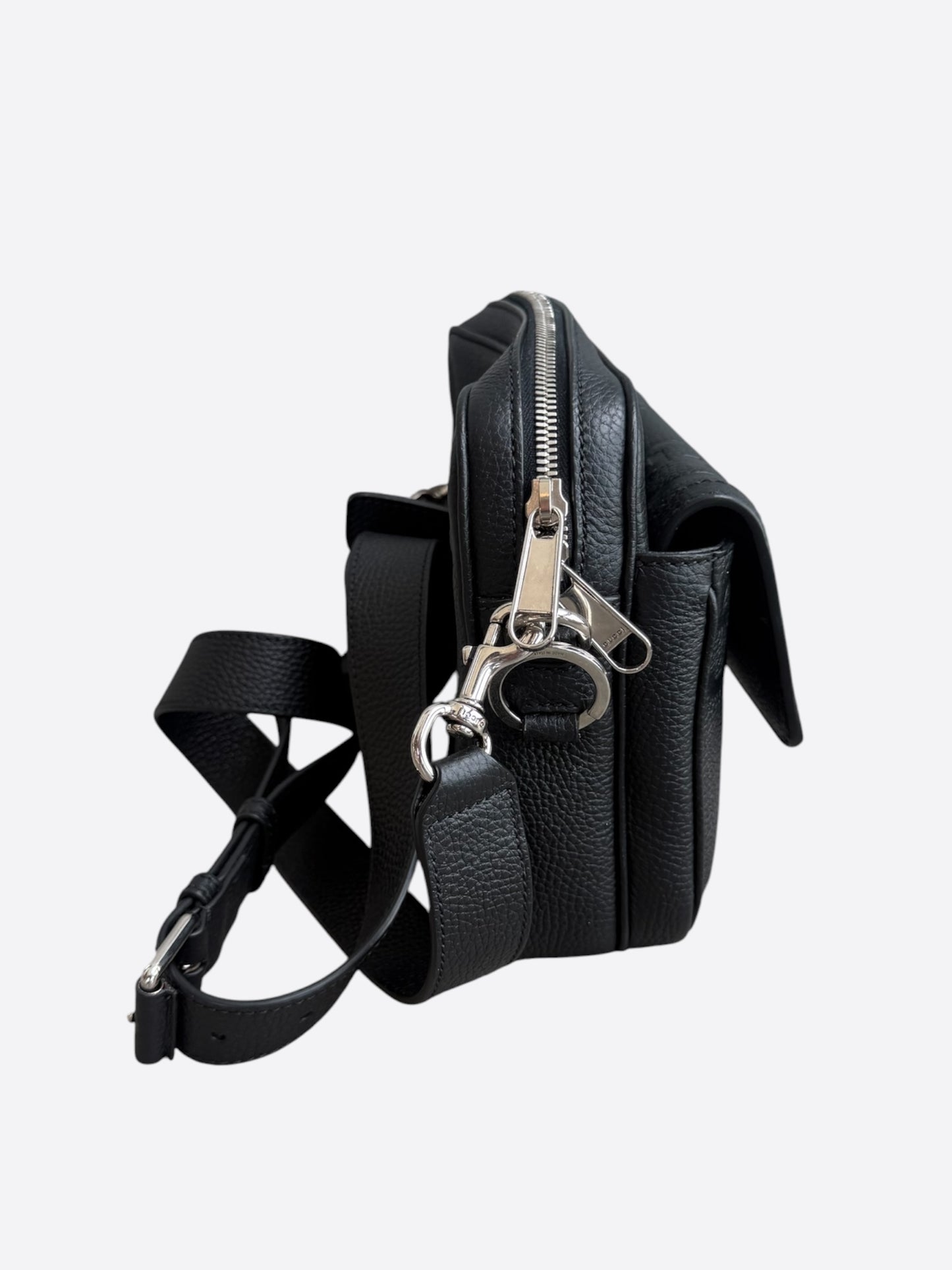 Gucci Black Embossed GG Monogram Messenger Bag