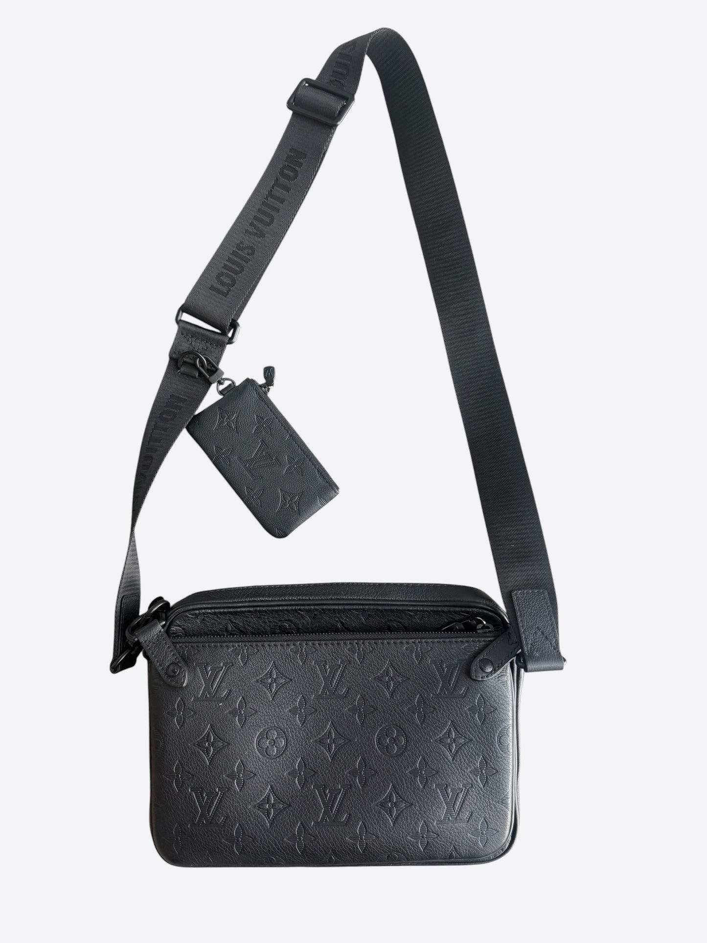 Louis Vuitton Black Shadow Monogram Trio Messenger