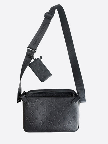 Louis Vuitton Black Shadow Monogram Trio Messenger