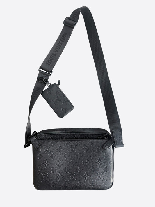 Louis Vuitton Black Shadow Monogram Trio Messenger
