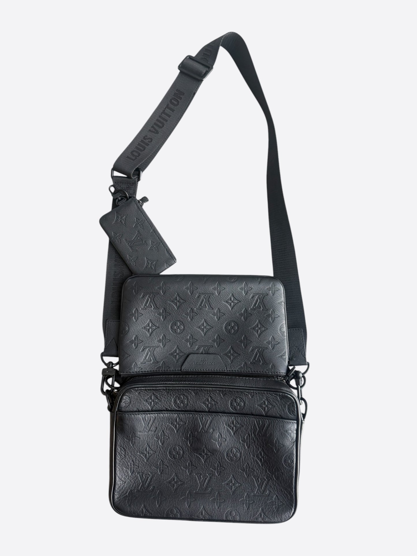 Louis Vuitton Black Shadow Monogram Trio Messenger
