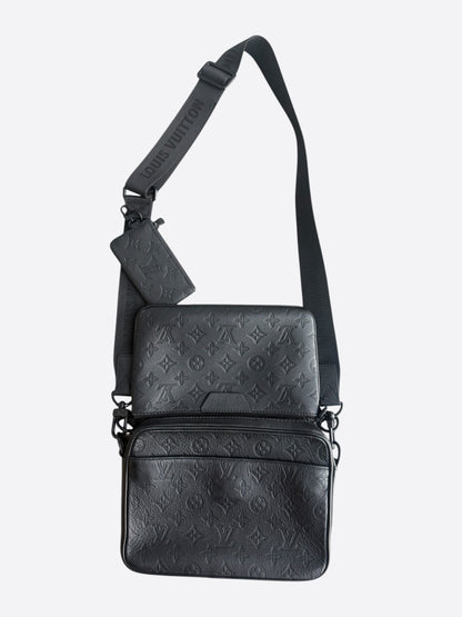 Louis Vuitton Black Shadow Monogram Trio Messenger
