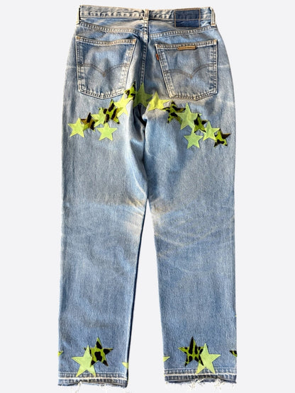 Chrome Hearts Levis Blue, Green & Cheetah Star Patch Jeans