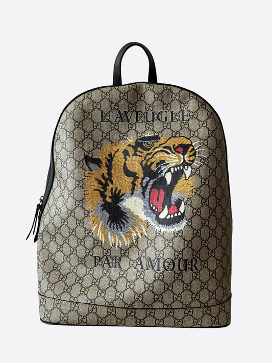 Gucci Tan GG Monogram Tiger backpack