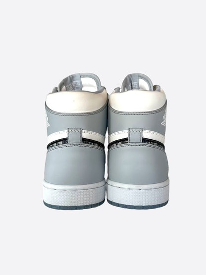 Dior Air Jordan Grey & White Oblique High Top Sneakers