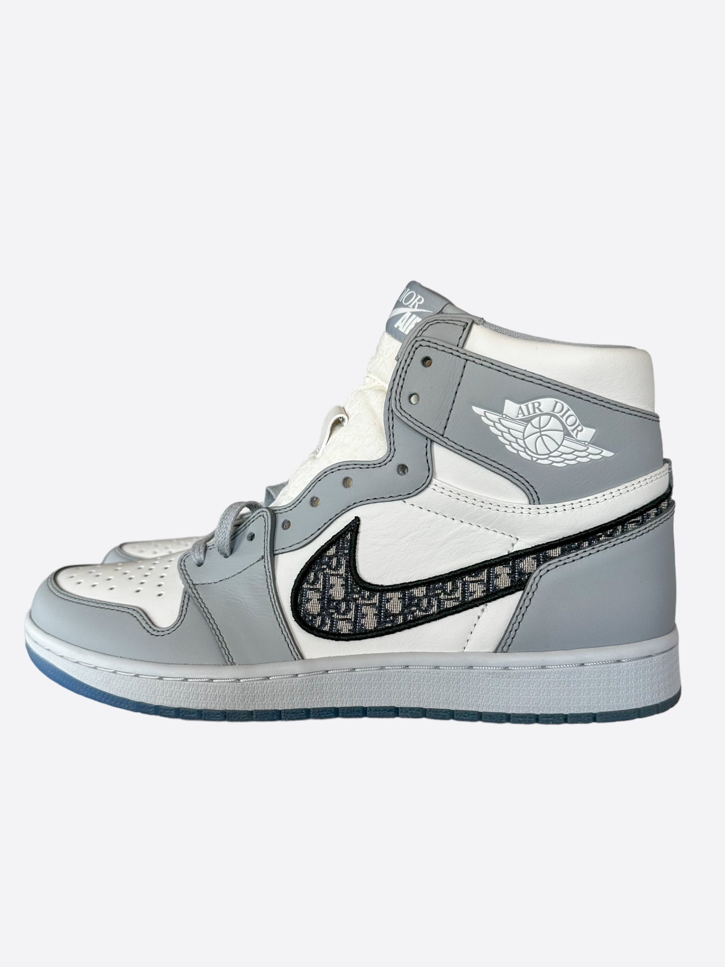 Dior Air Jordan Grey & White Oblique High Top Sneakers