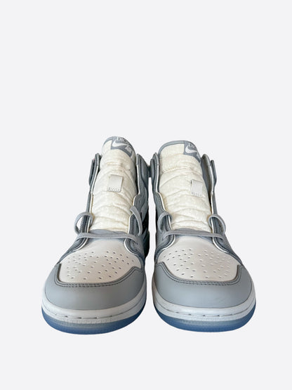 Dior Air Jordan Grey & White Oblique High Top Sneakers