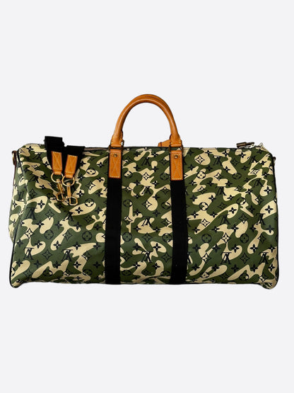 Louis Vuitton Takashi Murakami Camo Monogram Keepall 55