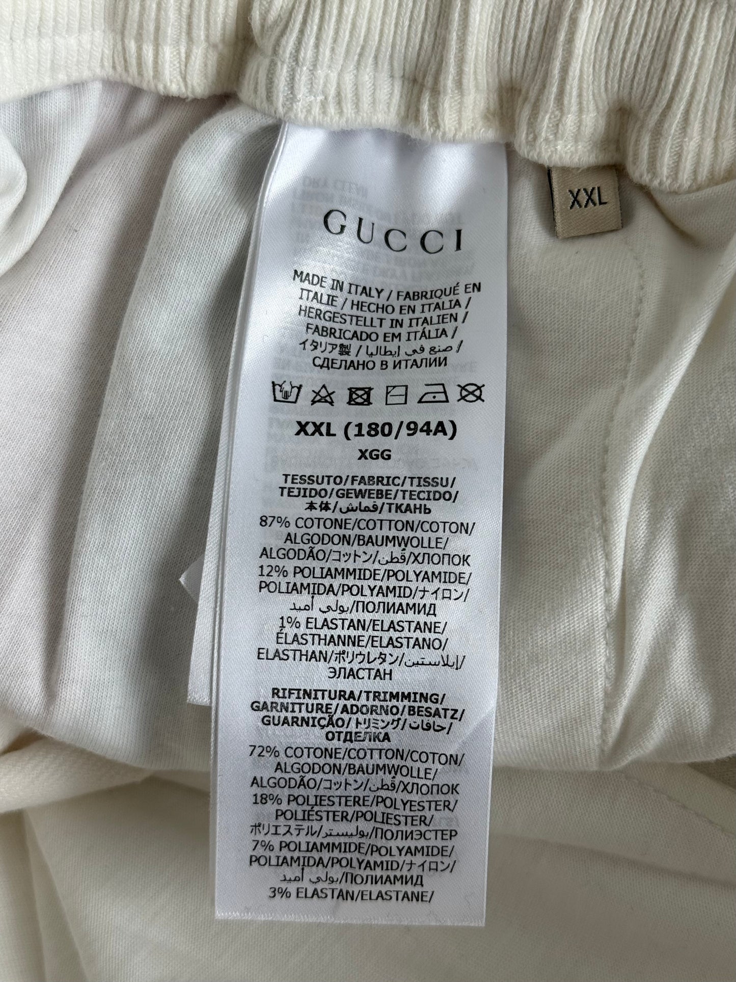 Gucci White GG Monogram Striped Terry Cloth Shorts