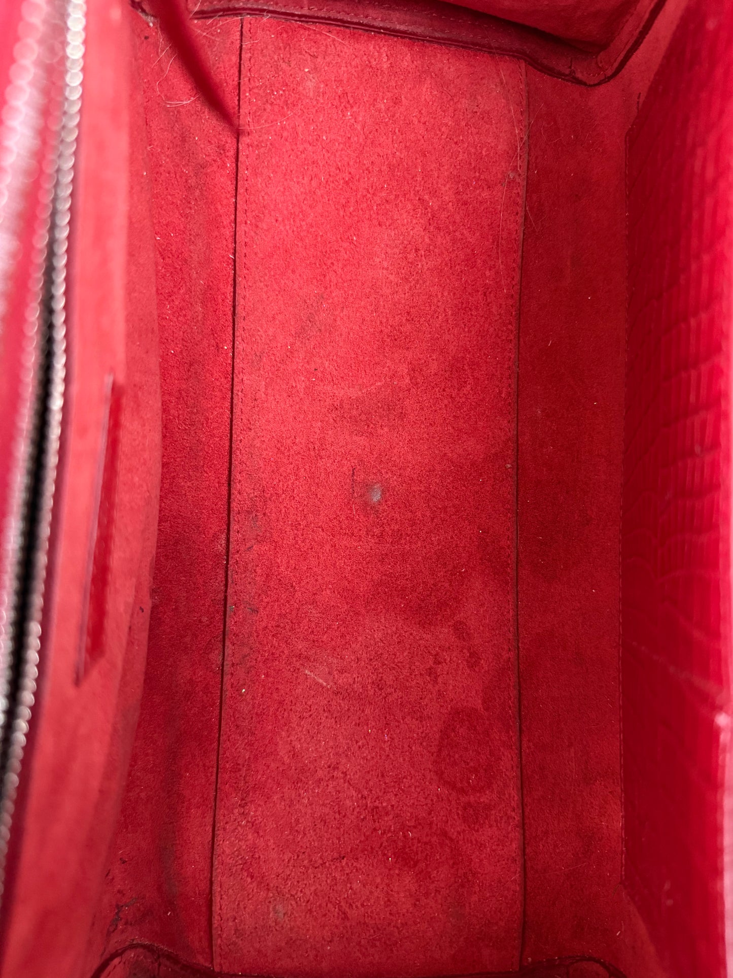 Saint Laurent Red Embossed Crocodile Rive Gauche Bag