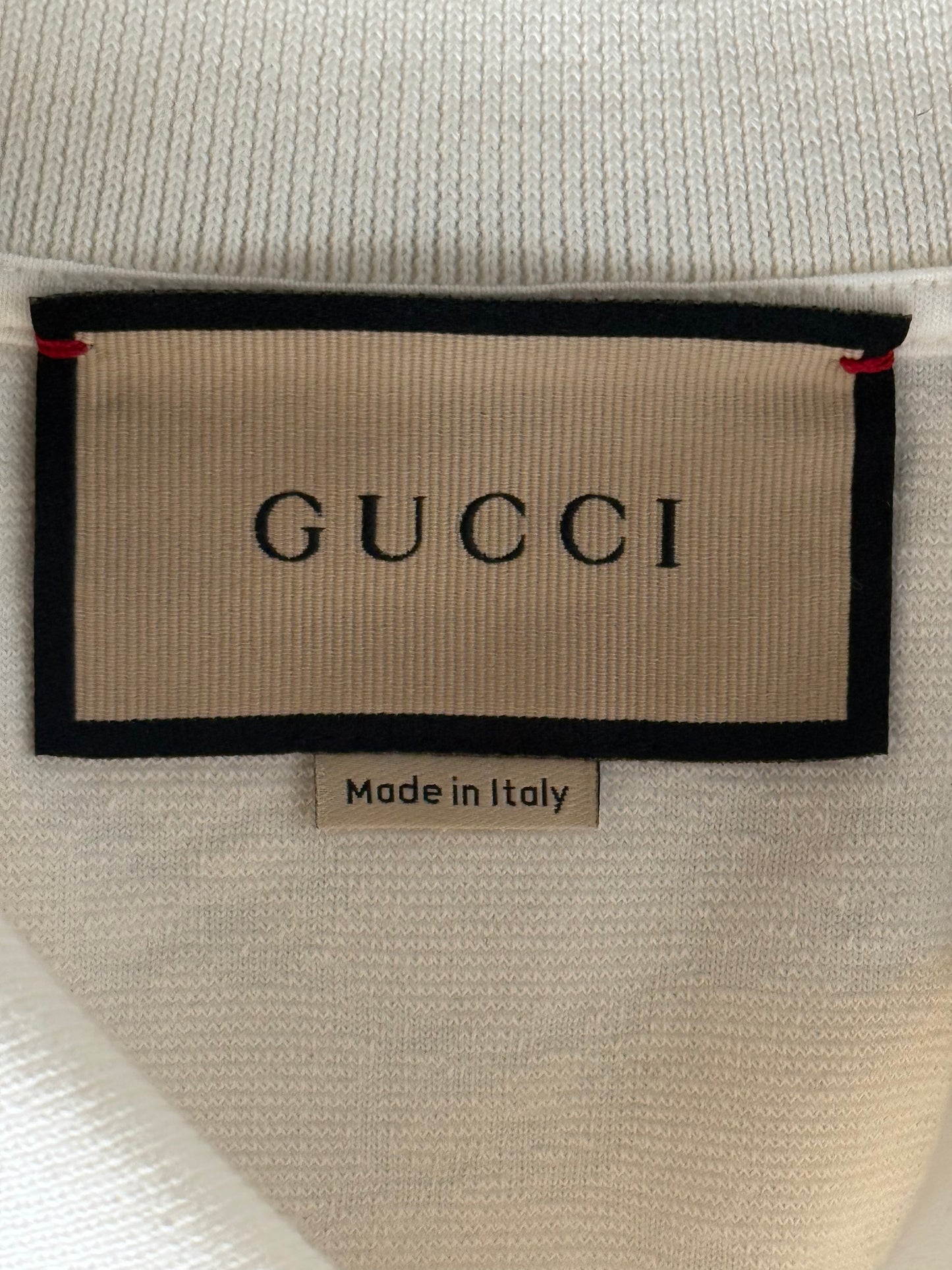 Gucci White GG Monogram Striped Terry Cloth Longsleeve Polo Shirt