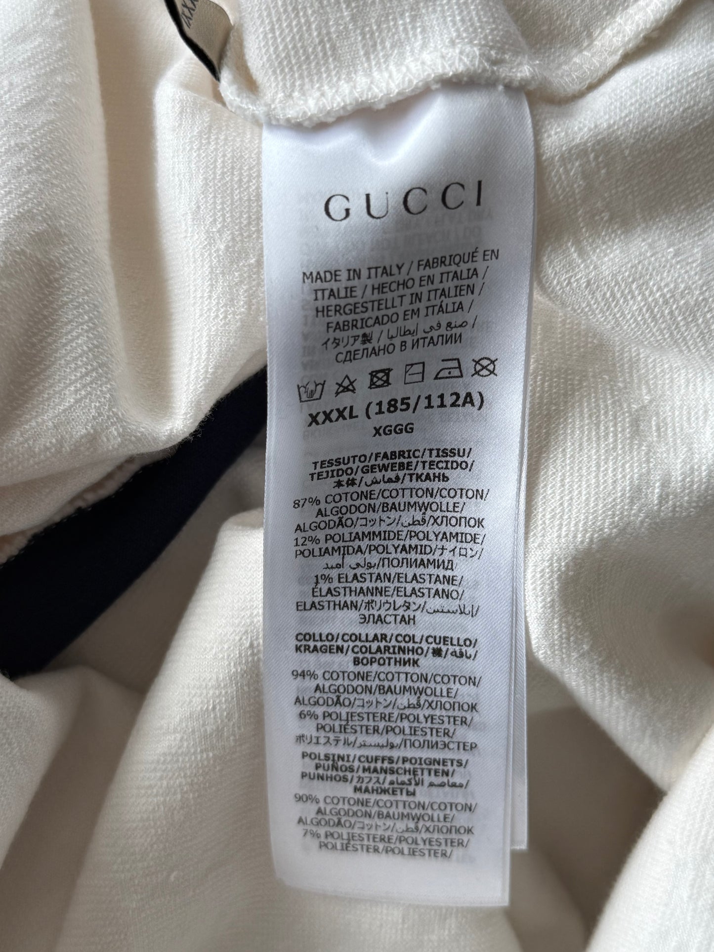 Gucci White GG Monogram Striped Terry Cloth Longsleeve Polo Shirt
