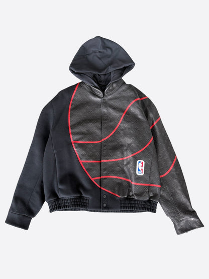 Louis Vuitton NBA Black & Red Leather Monogram Jacket