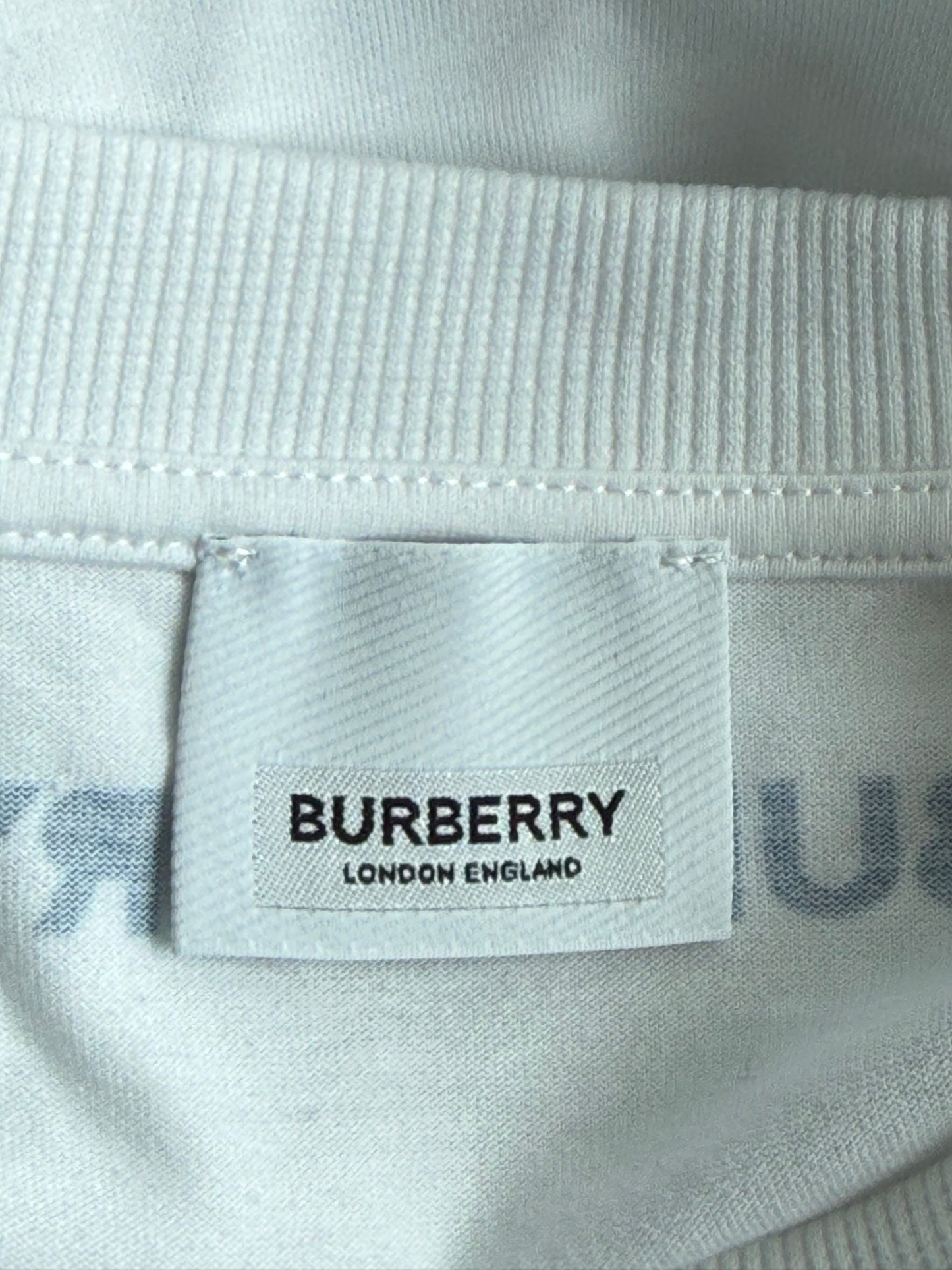 Burberry White & Blue Graffiti Graphic T-Shirt